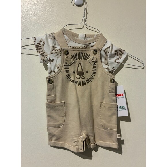 NWT Huggies Tan Lion Overall Outfit - 3-6M - Picture 1 of 3